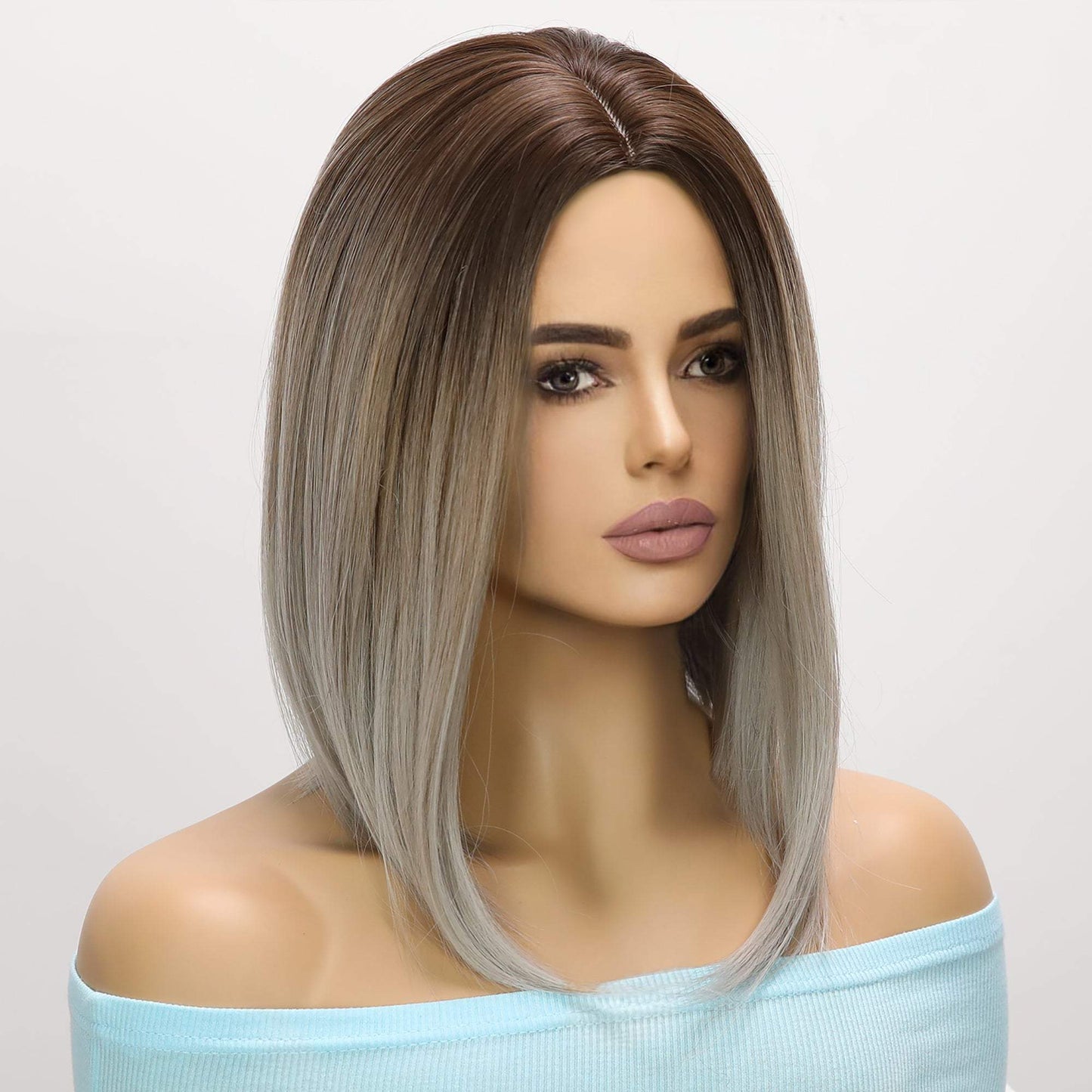 12-inch | Gray Highlight middle Part Stranght Bob | SM1639 - TapLike