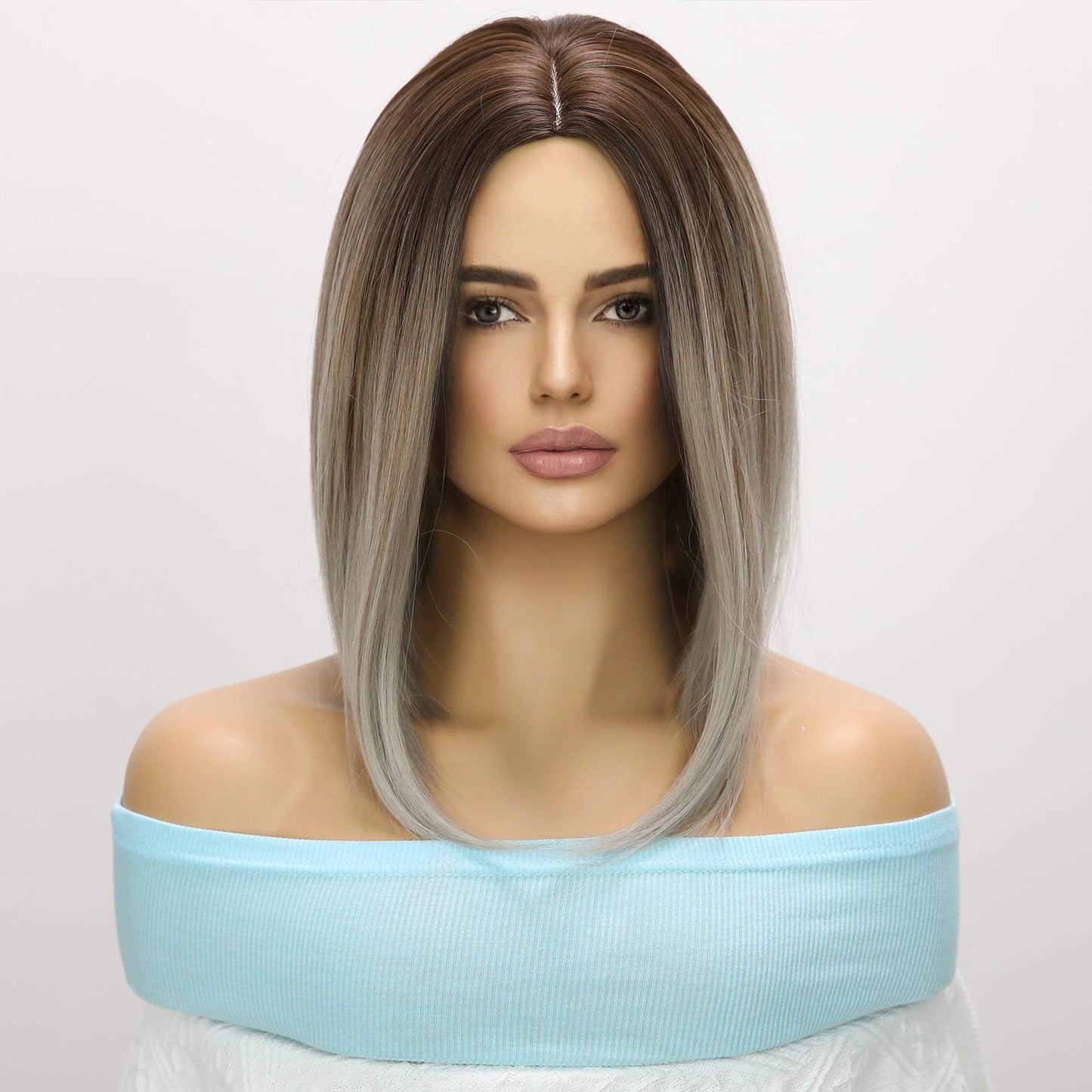 12-inch | Gray Highlight middle Part Stranght Bob | SM1639 - TapLike