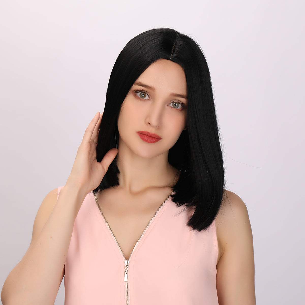 14-inch | Black middle Part Stranght Bob | SM1638 - TapLike