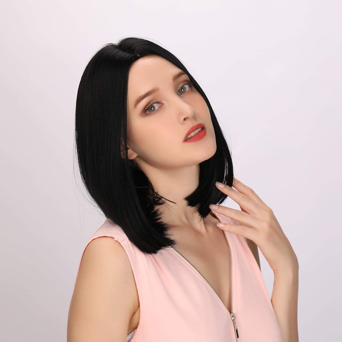 14-inch | Black middle Part Stranght Bob | SM1638 - TapLike