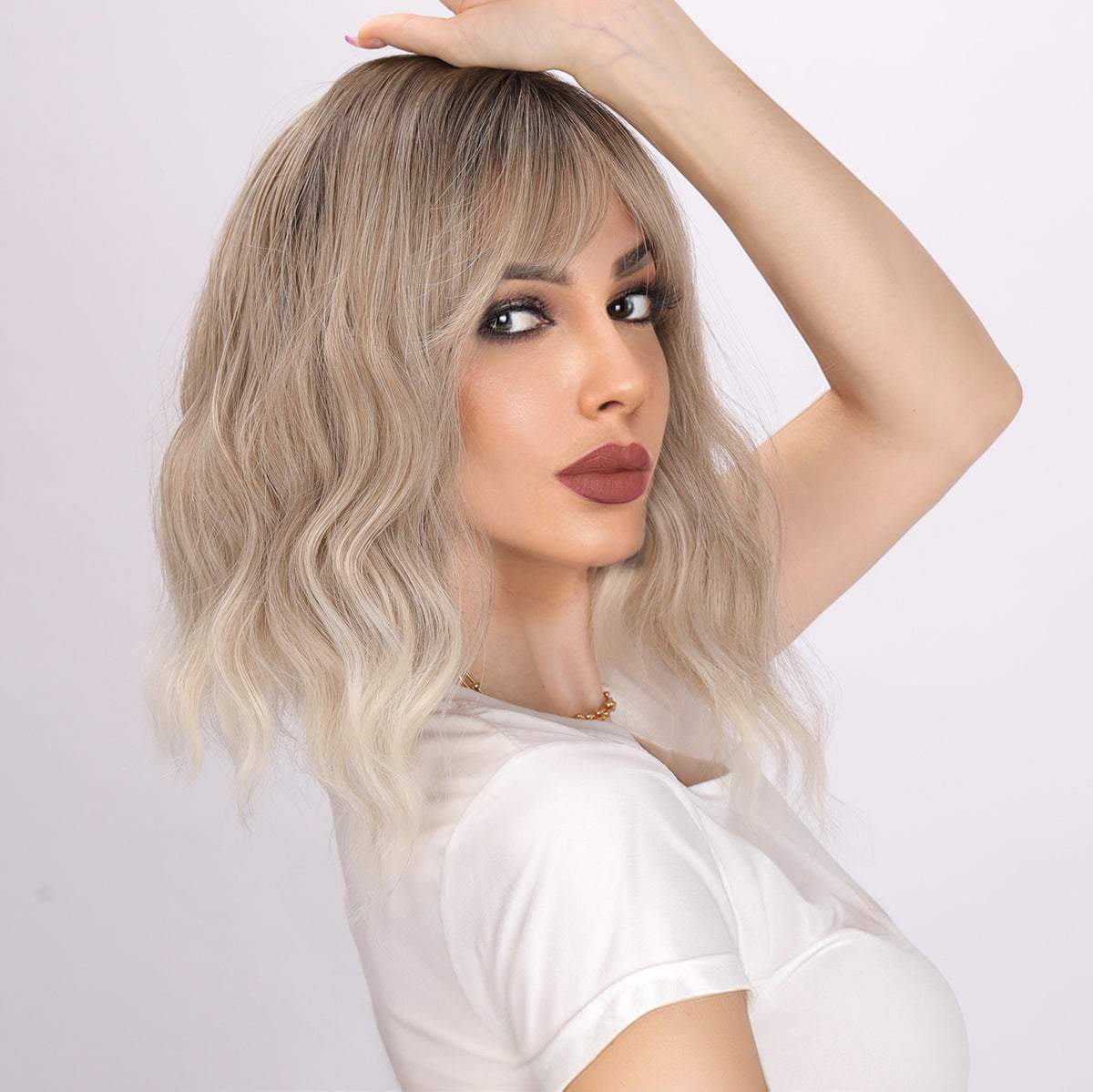 14-inch | Ombre Gold Curly Bob with Bangs | SM030 - TapLike