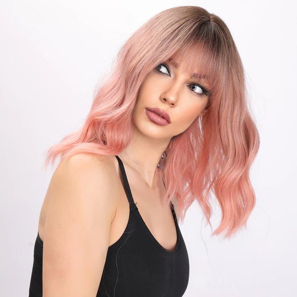 14-inch | Pink Loose Wave with Hair Bangs | SM032 - TapLike