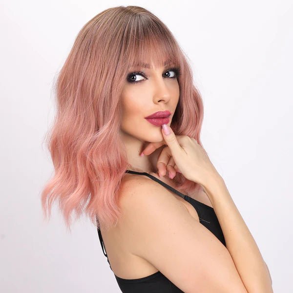14-inch | Pink Loose Wave with Hair Bangs | SM032 - TapLike