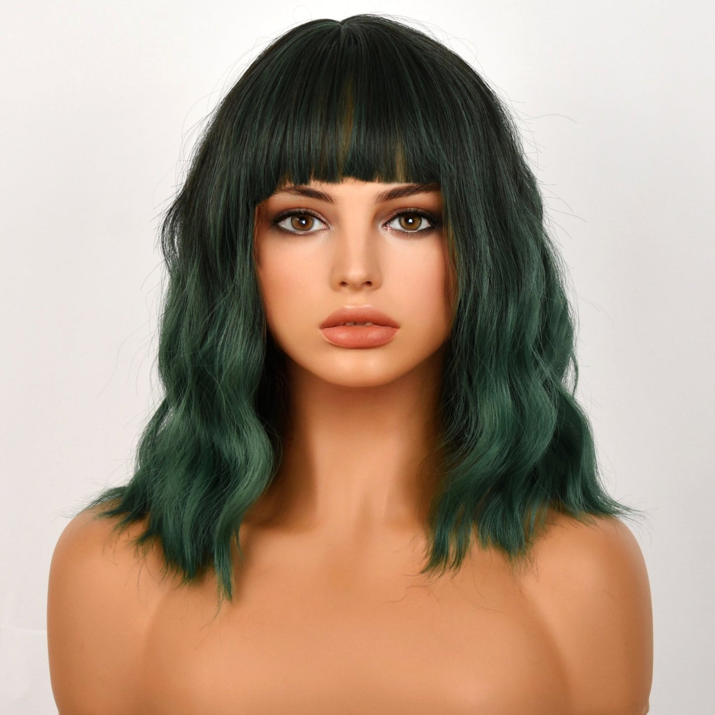 16-inch | Green Loose Wave with Hair Bangs | SM170-1 - TapLike