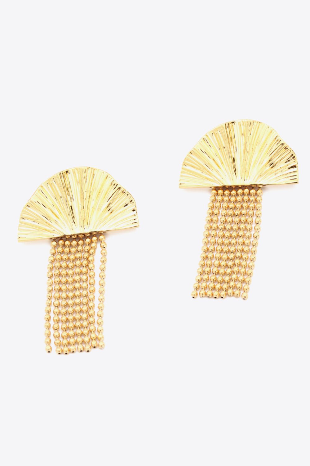 18K Gold Plated Fan Fringe Dangle Earrings - TapLike