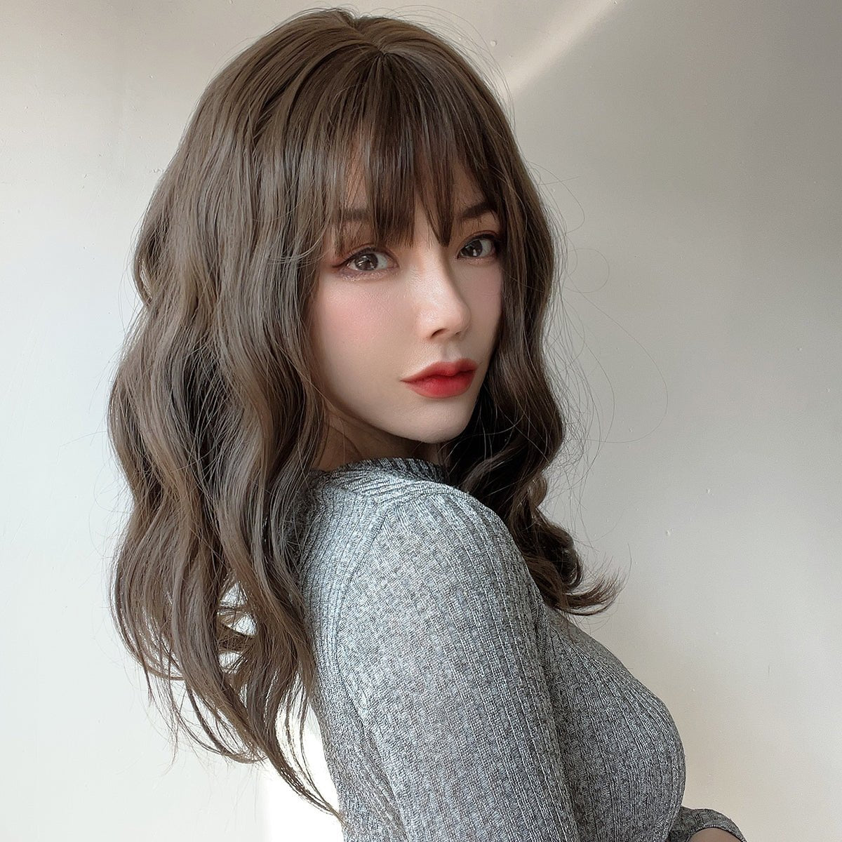 20-inch | cool brown | straight hair with hair bangs | SM7603 - TapLike