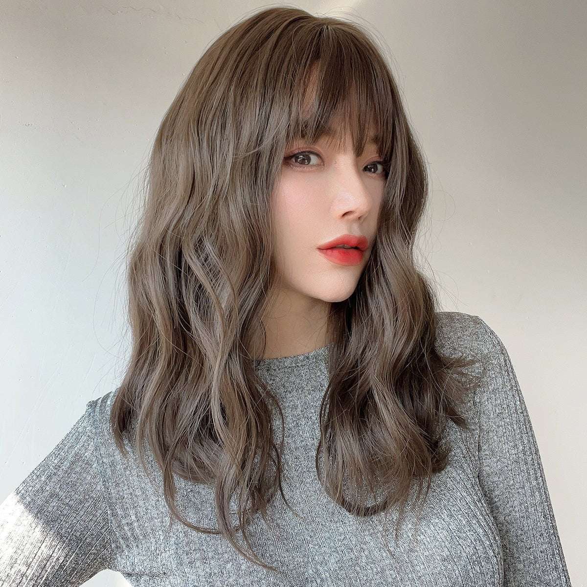 20-inch | cool brown | straight hair with hair bangs | SM7603 - TapLike