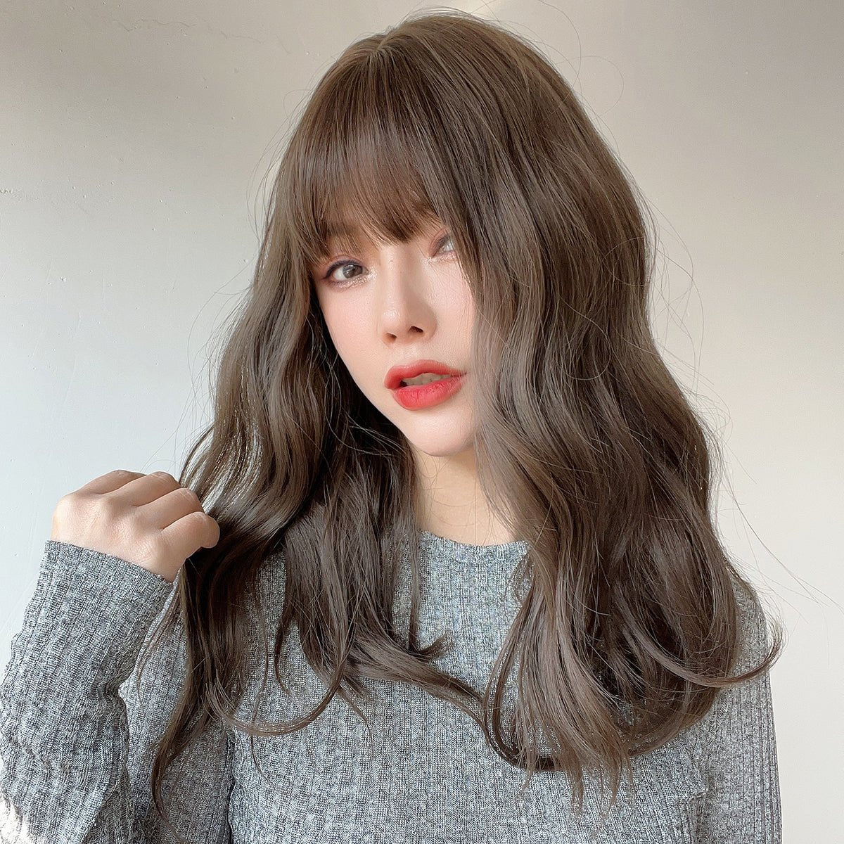 20-inch | cool brown | straight hair with hair bangs | SM7603 - TapLike