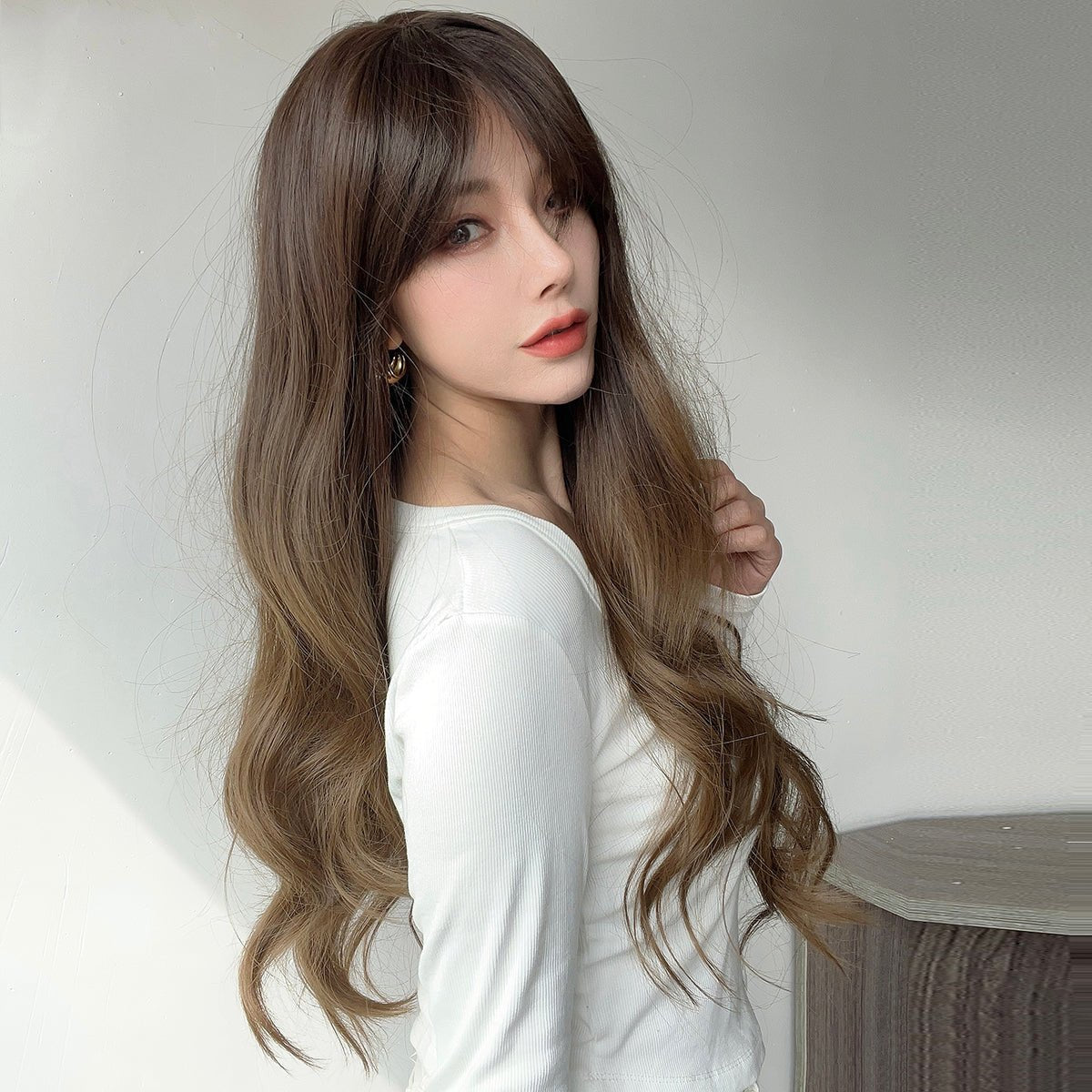 20-inch | Dark Brown | Straight Hair With Hair Bangs | SM7237 - TapLike