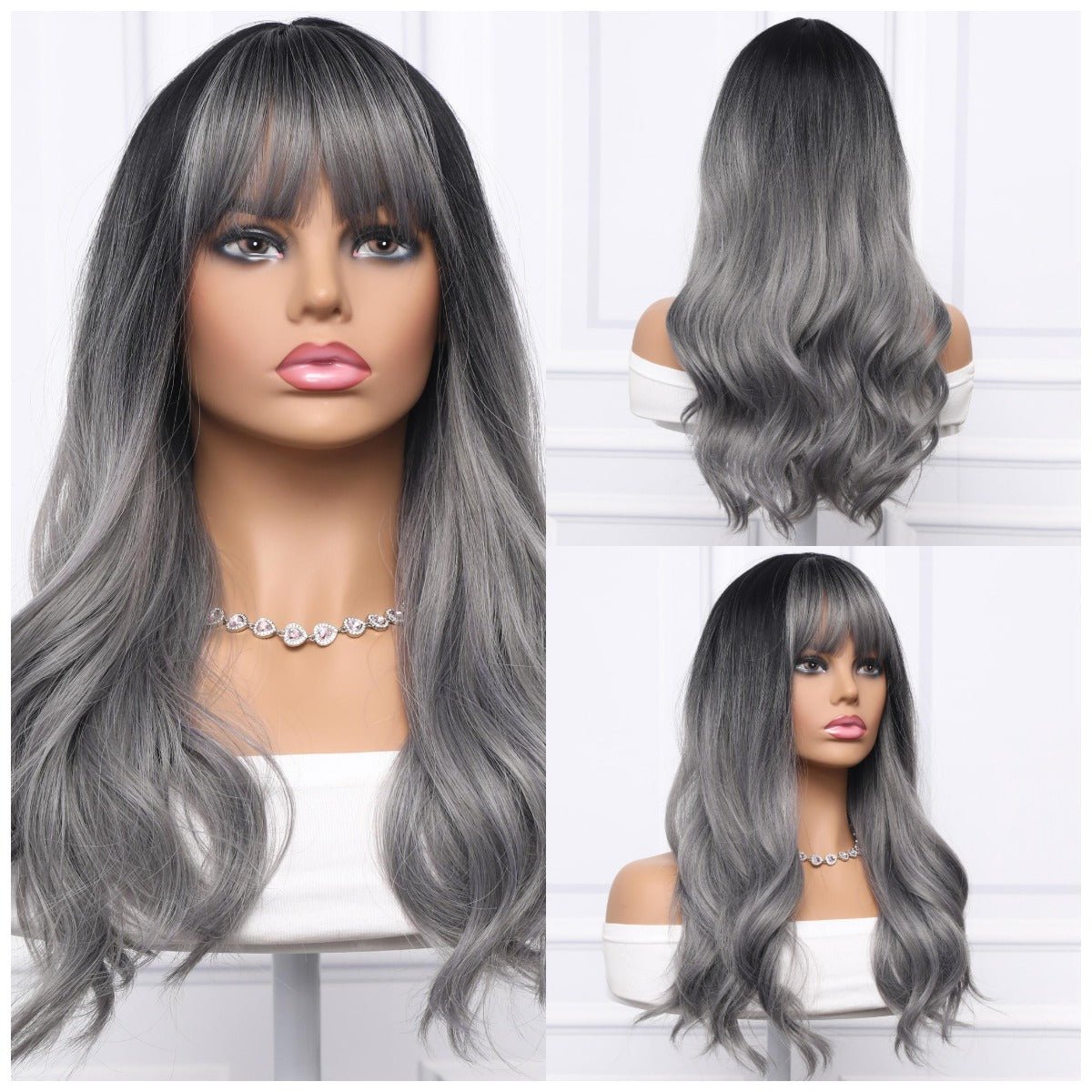 22-inch | Grey Loose Wave with Hair Bangs | SM6057 - TapLike