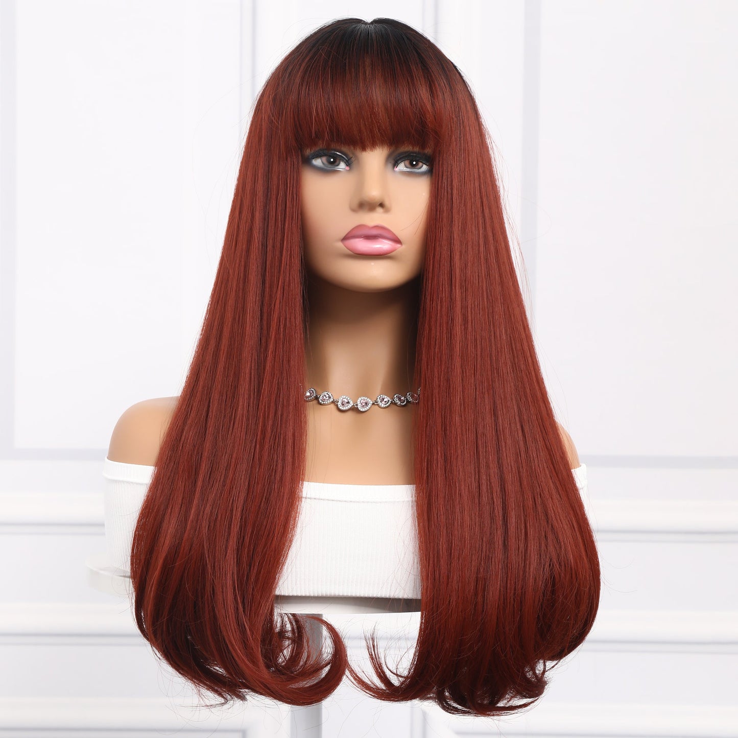 22-inch | Reddish brown Loose Wave with Hair Bangs | SM368 - TapLike