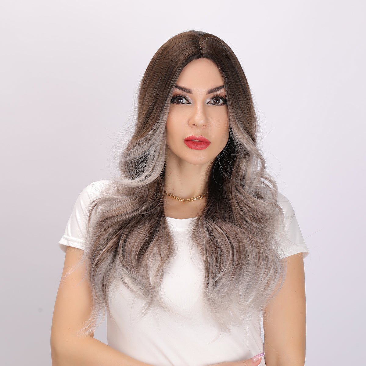 24-inch | Black-gray gradient Loose Wave without Hair Bangs | SM474 - TapLike