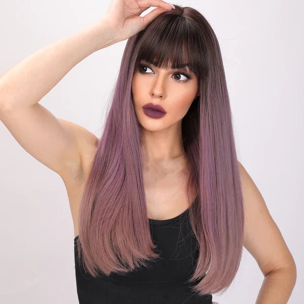24-inch | Ombre Purple Straight with Bangs | SM169-2 - TapLike