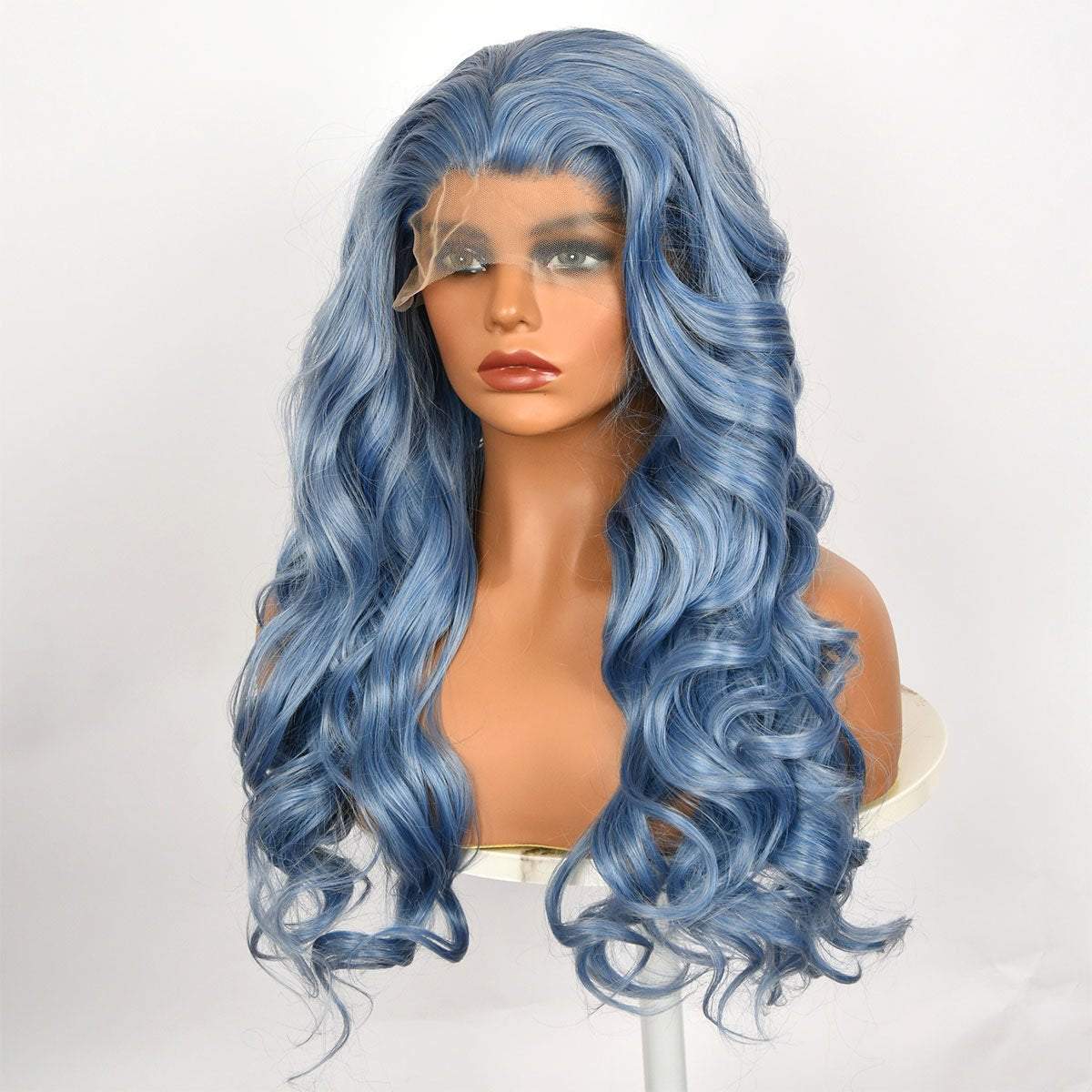 26 Inches | Blue | Daily Style | Curly Hair without Bangs | Synthetic Lace Front | SML726 - TapLike