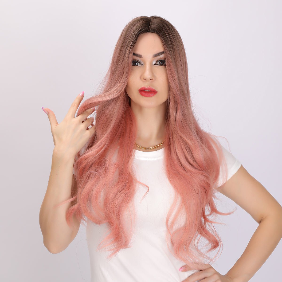 28-inch | Pink Loose Wave without Hair Bangs | SM313 - TapLike