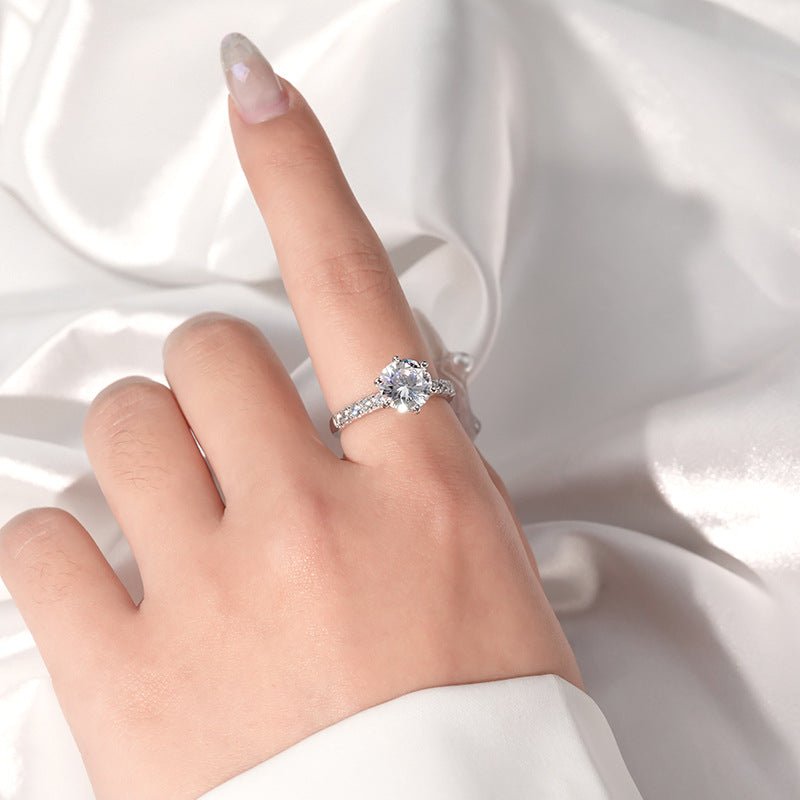 2ct Mozambique Stone Ring with 8 Small Diamonds - Classic S925 Silver Design K1292 - TapLike