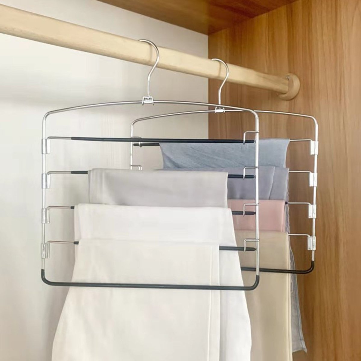2PCS 5in1 Pants Clothes Hook Space Saving Hanger Drying Rack Hanger - Taplike
