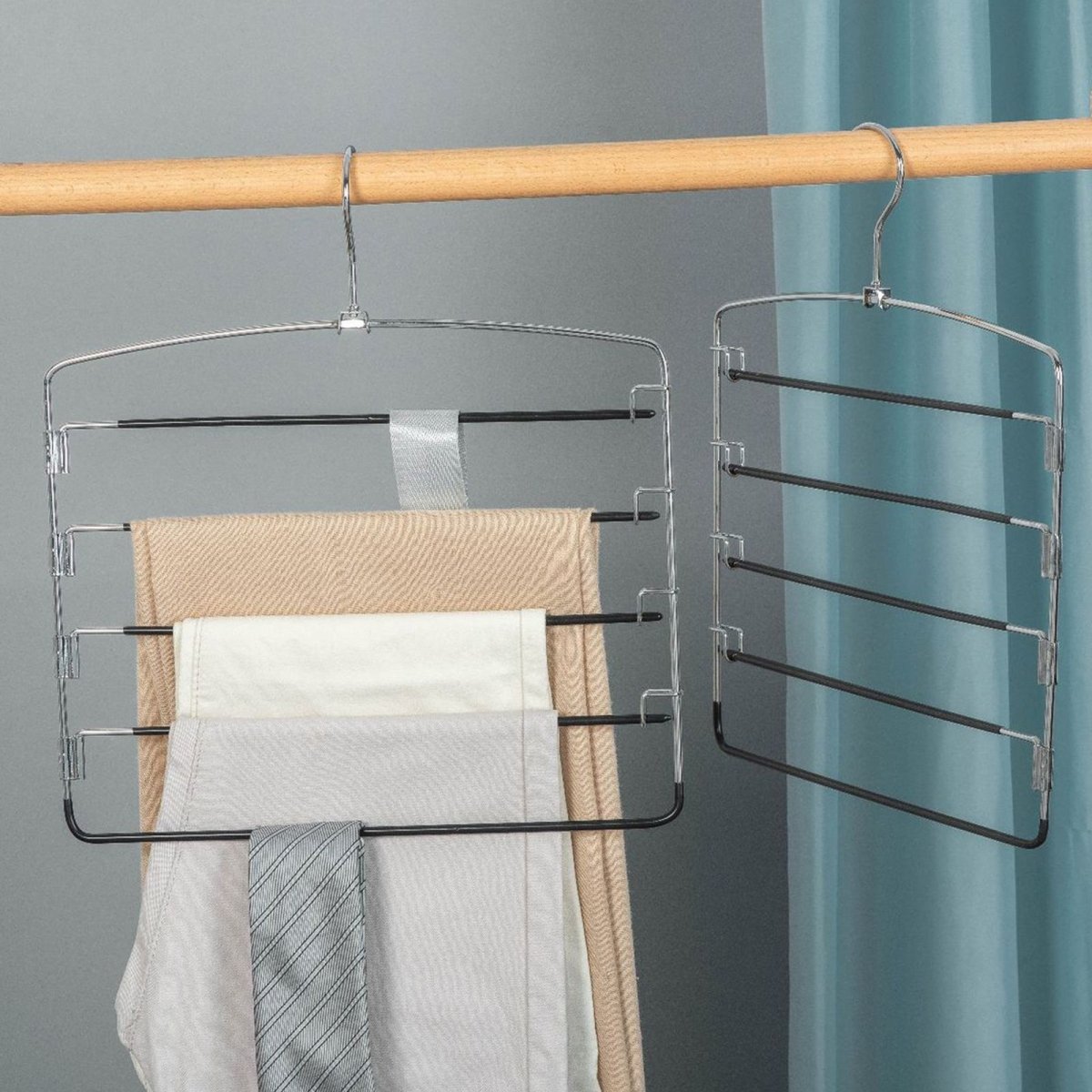 2PCS 5in1 Pants Clothes Hook Space Saving Hanger Drying Rack Hanger - Taplike