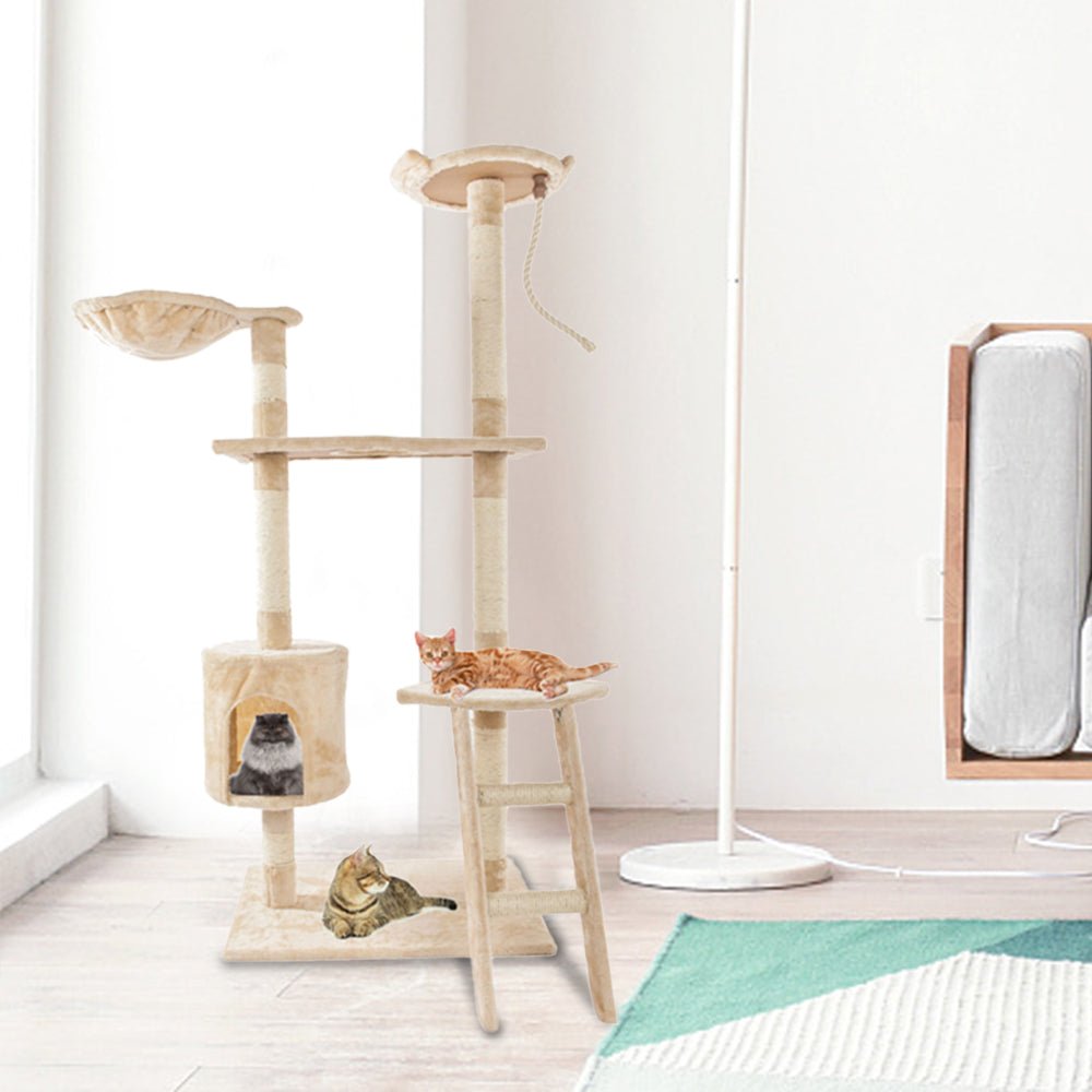 60" Solid Cute Sisal Rope Plush Cat Climb Tree Cat Tower - Taplike