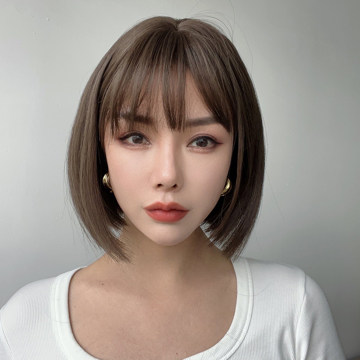 8-inch | cool brown | straight hair with hair bangs | SM7252 - TapLike