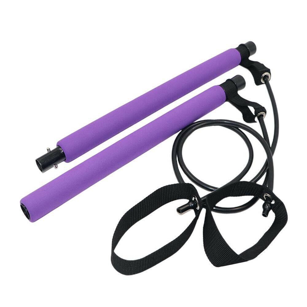 Adjustable Pilates Bar Kit Resistance Band Exercise Stick Toning Gym - Taplike