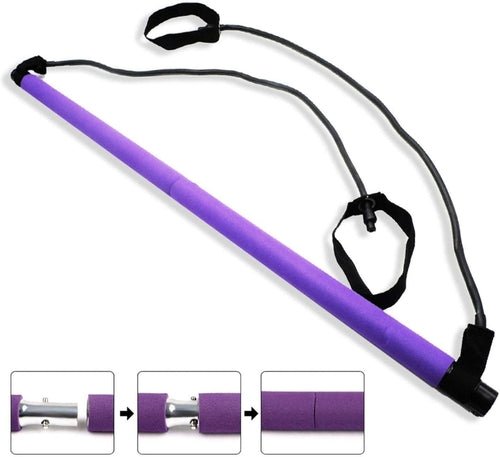 Adjustable Pilates Bar Kit Resistance Band Exercise Stick Toning Gym - Taplike