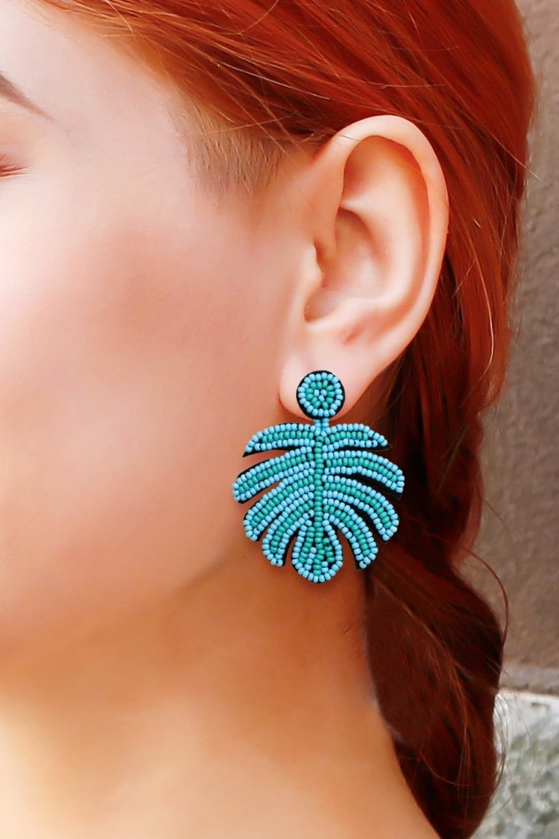 Beaded Banana Leaf Earrings - Taplike