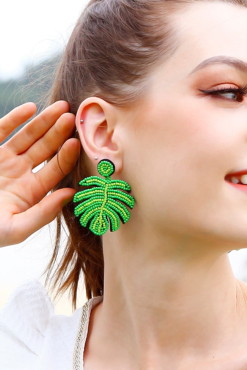Beaded Banana Leaf Earrings - Taplike