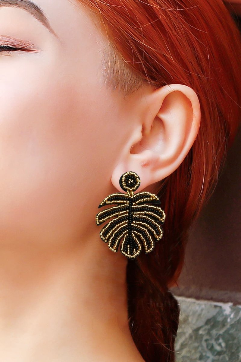 Beaded Banana Leaf Earrings - Taplike