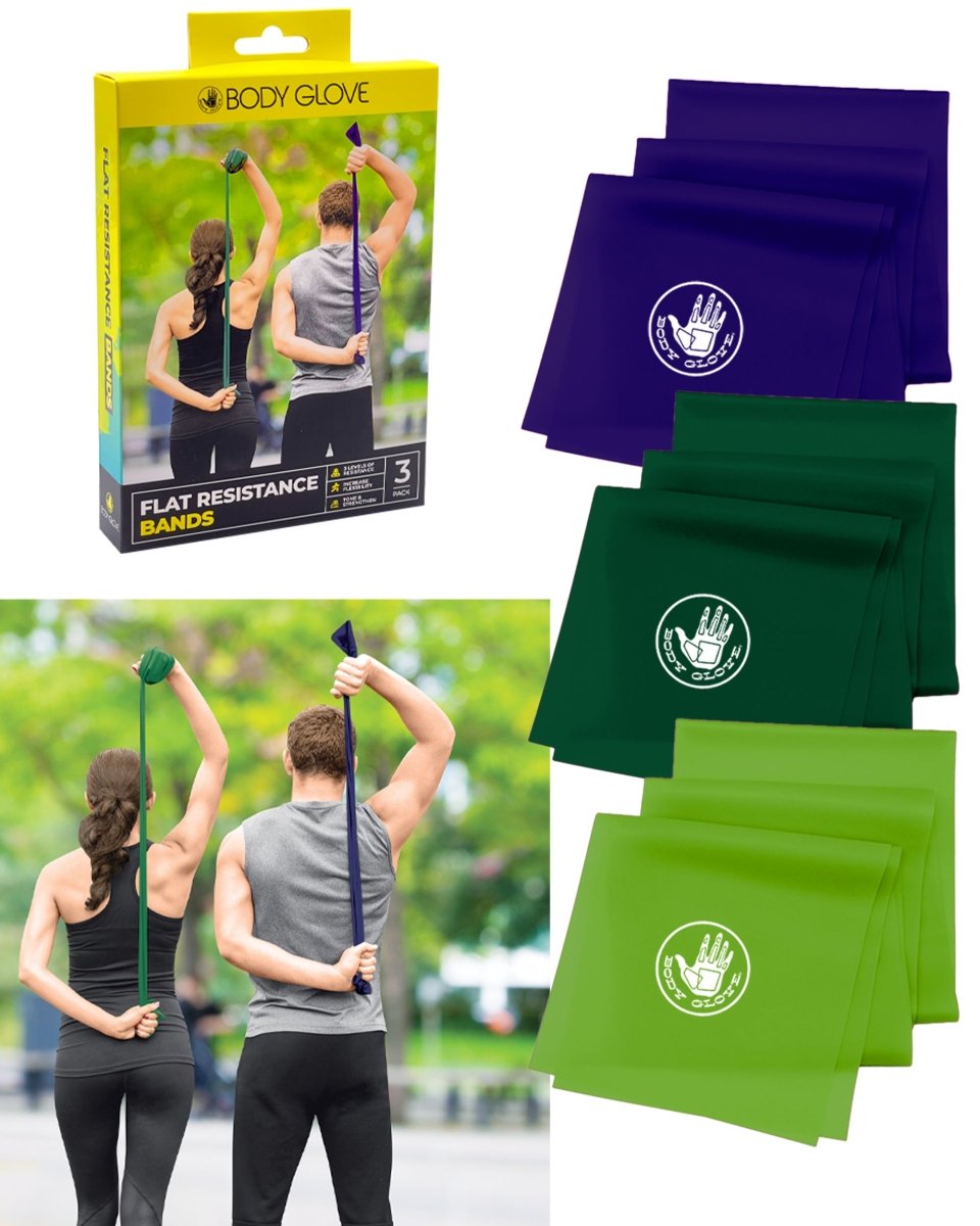Body Glove 3 Pack Flat Resistance Bands For Upper and Lower Body - Taplike