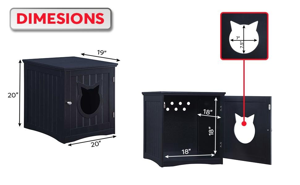 Cat House Side Table, Nightstand Pet House, Litter Box Enclosure - Taplike