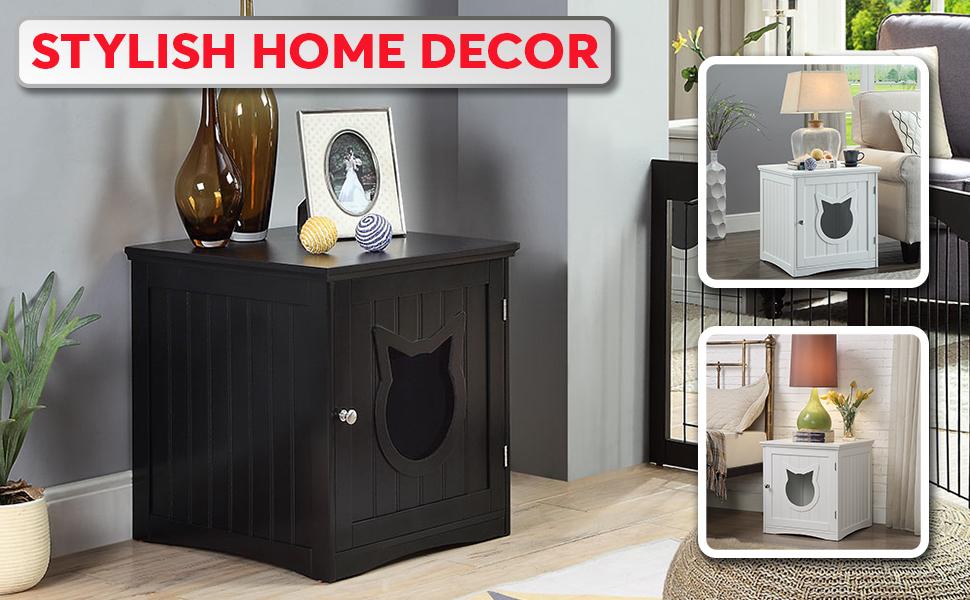 Cat House Side Table, Nightstand Pet House, Litter Box Enclosure - Taplike