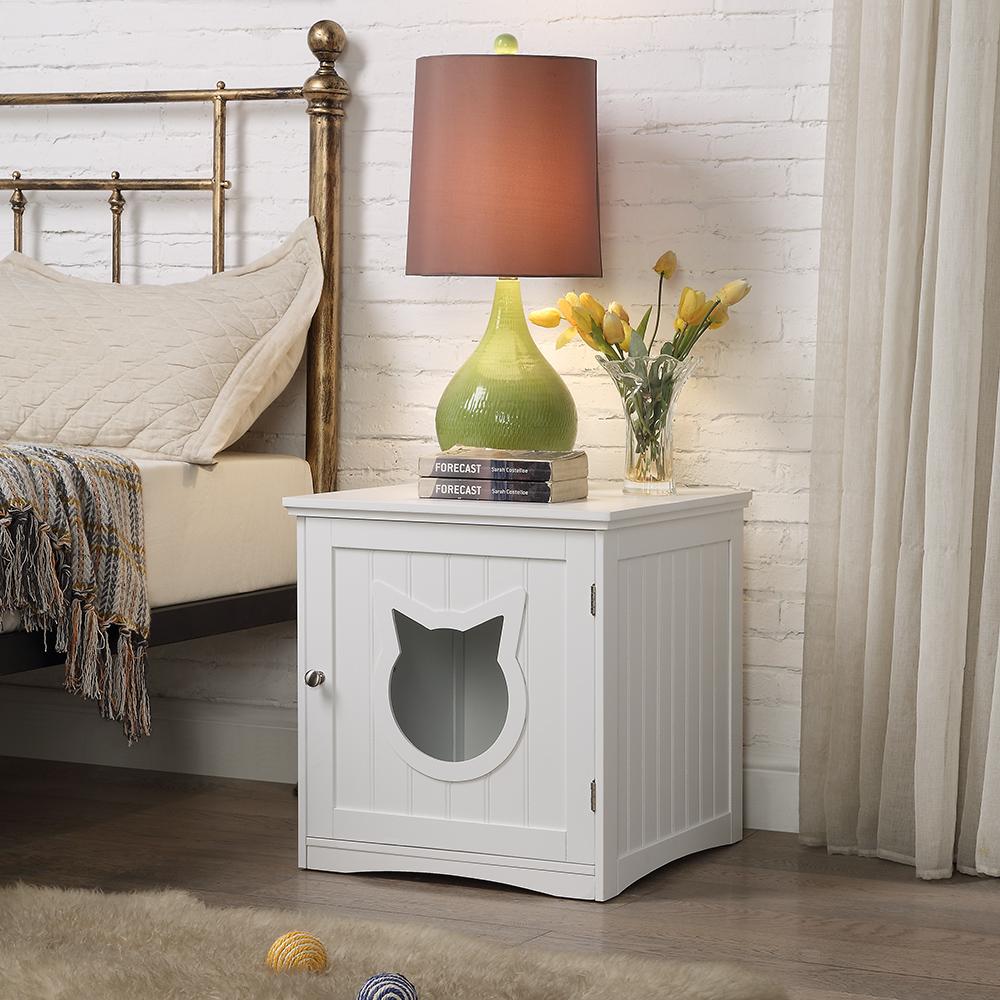 Cat House Side Table, Nightstand Pet House, Litter Box Enclosure - Taplike