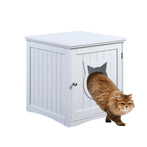Cat House Side Table, Nightstand Pet House, Litter Box Enclosure - Taplike