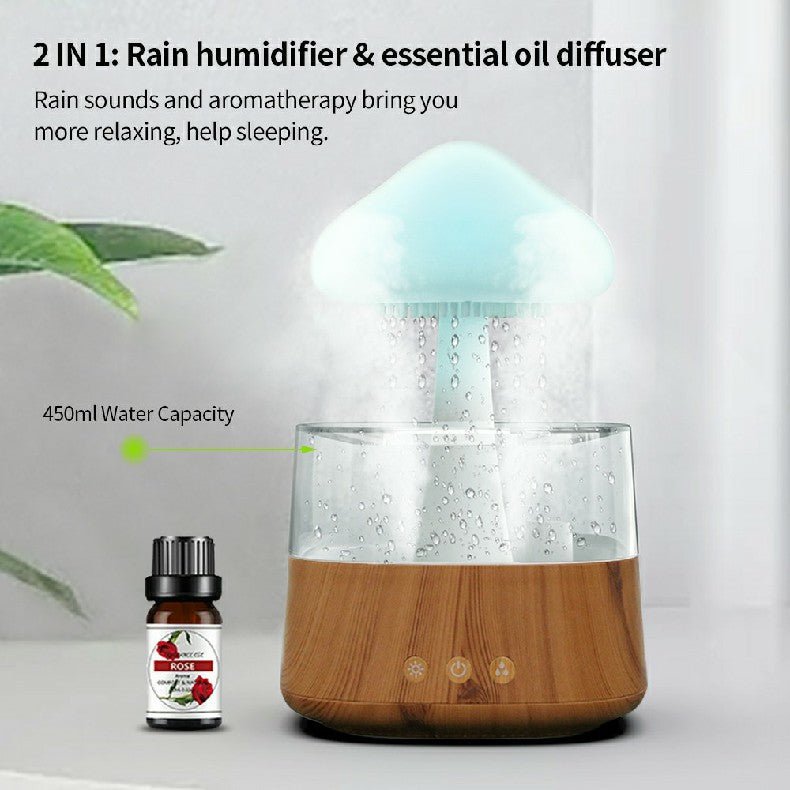 Cloud Jellyfish Ultrasonic Humidifier with Rainbow Light and Rainfall Effect - TapLike