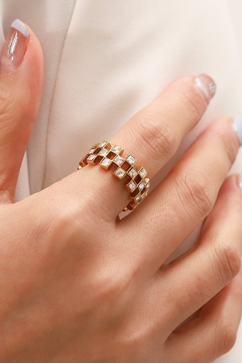 Contrast Stainless Steel 18K Gold-Plated Ring - TapLike