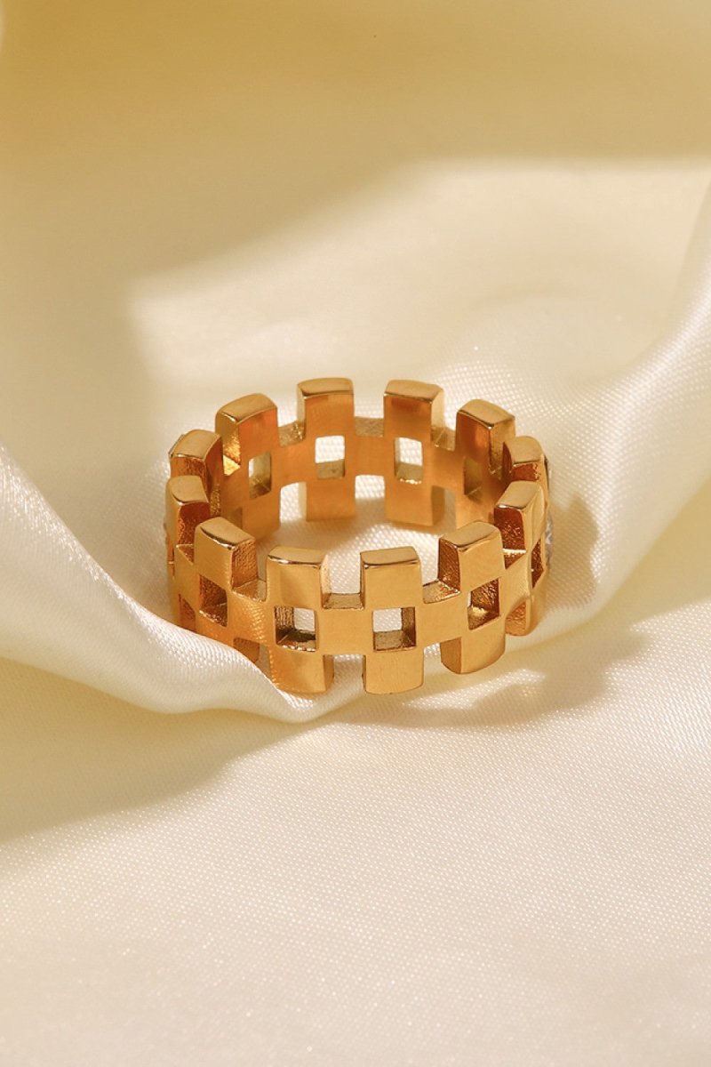 Contrast Stainless Steel 18K Gold-Plated Ring - TapLike