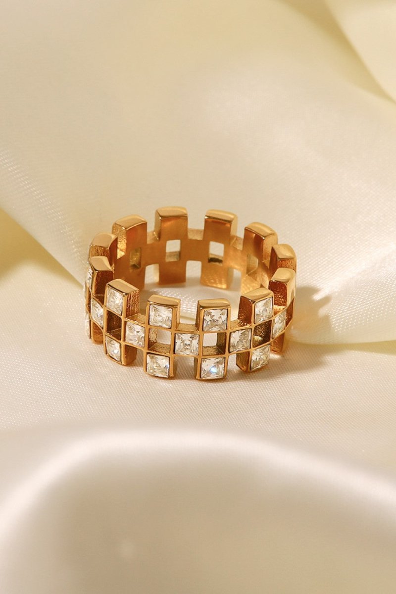 Contrast Stainless Steel 18K Gold-Plated Ring - TapLike