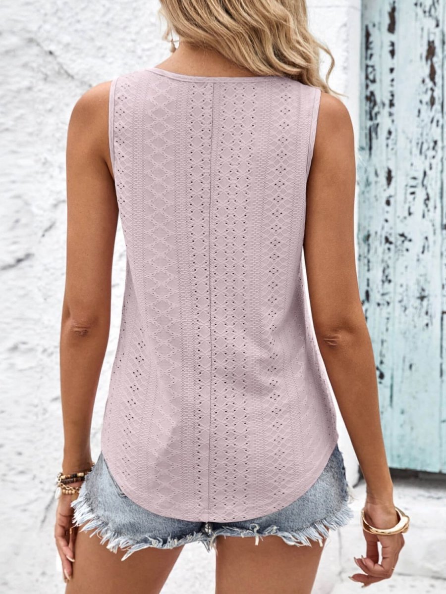 Crisscross V-Neck Eyelet Tank X - Taplike