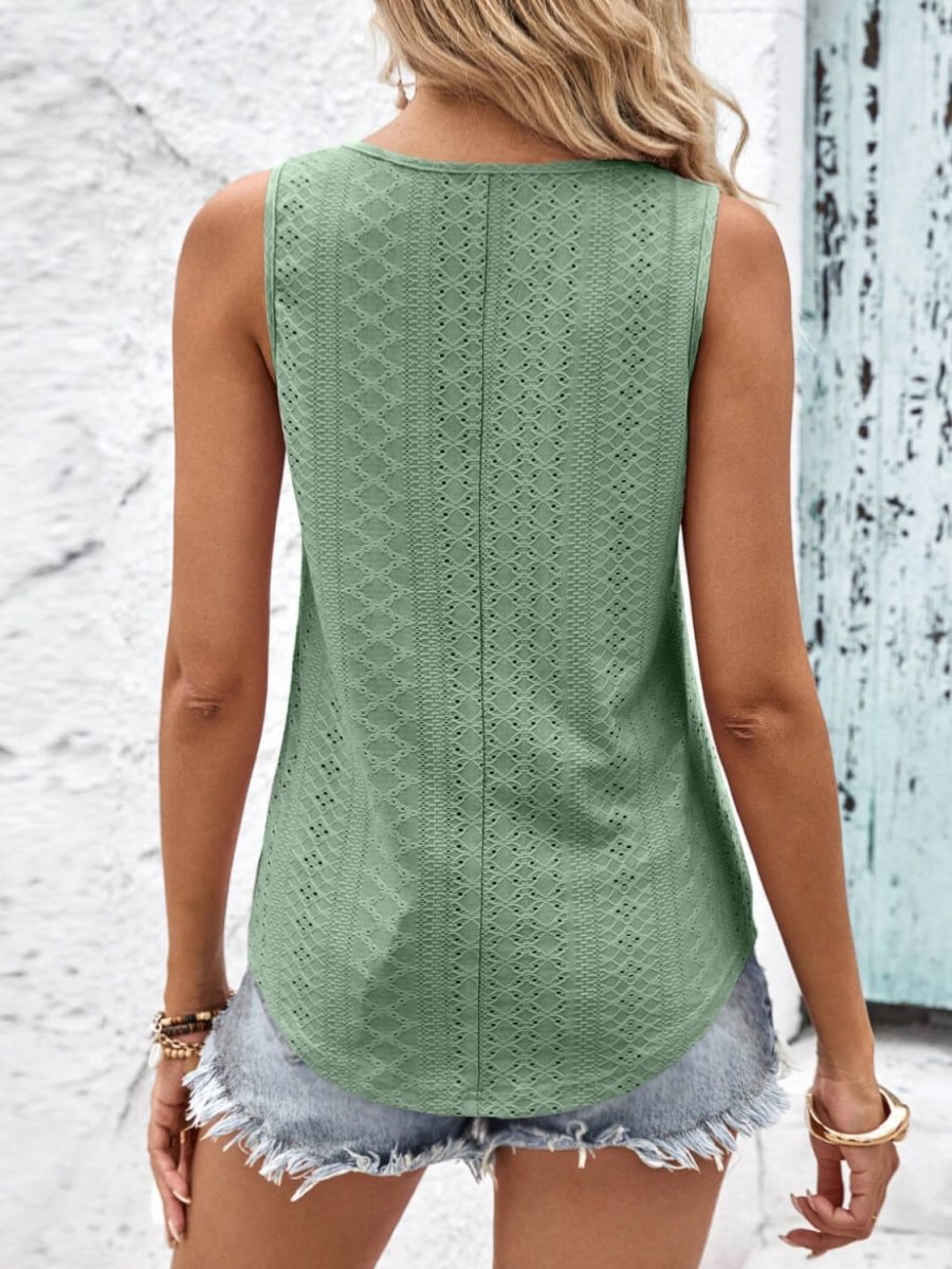 Crisscross V-Neck Eyelet Tank X - Taplike