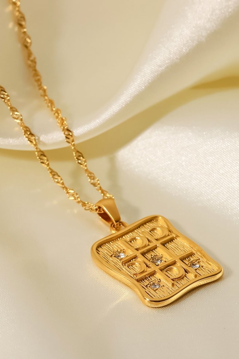 Cubic Zirconia Geometric Pendant Necklace - TapLike