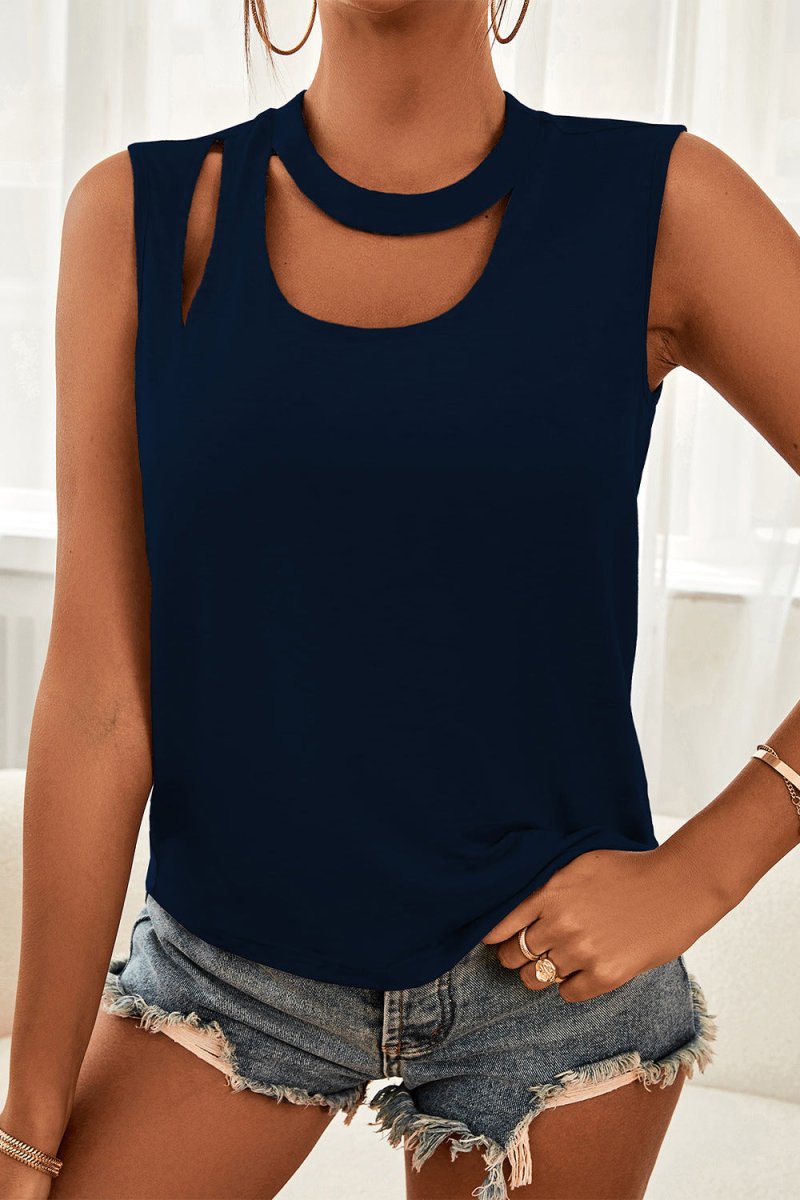 Cutout Sleeveless Top 10010001250 - TapLike