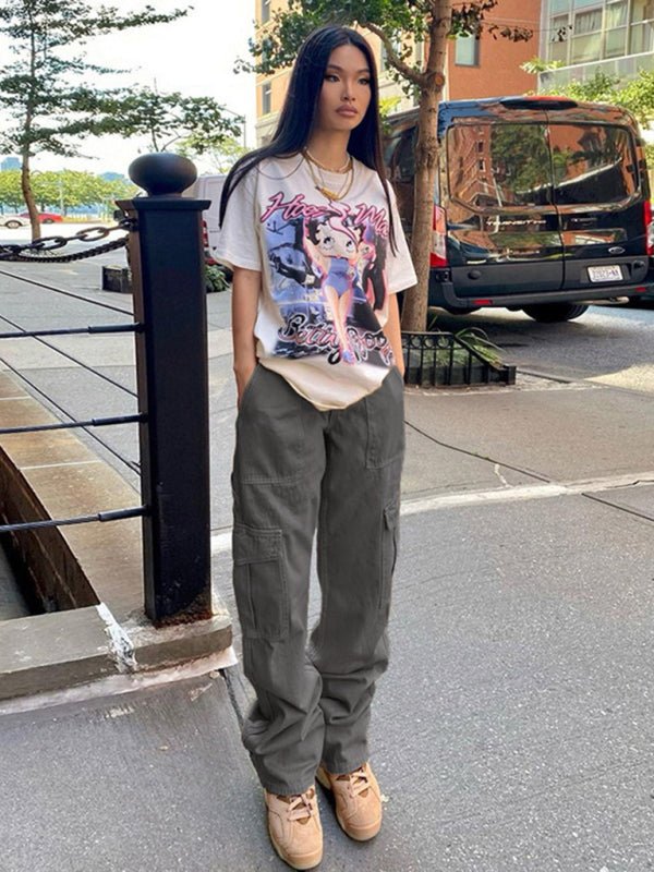 Denim semi-elastic design personality all-match overalls women's overalls - Taplike