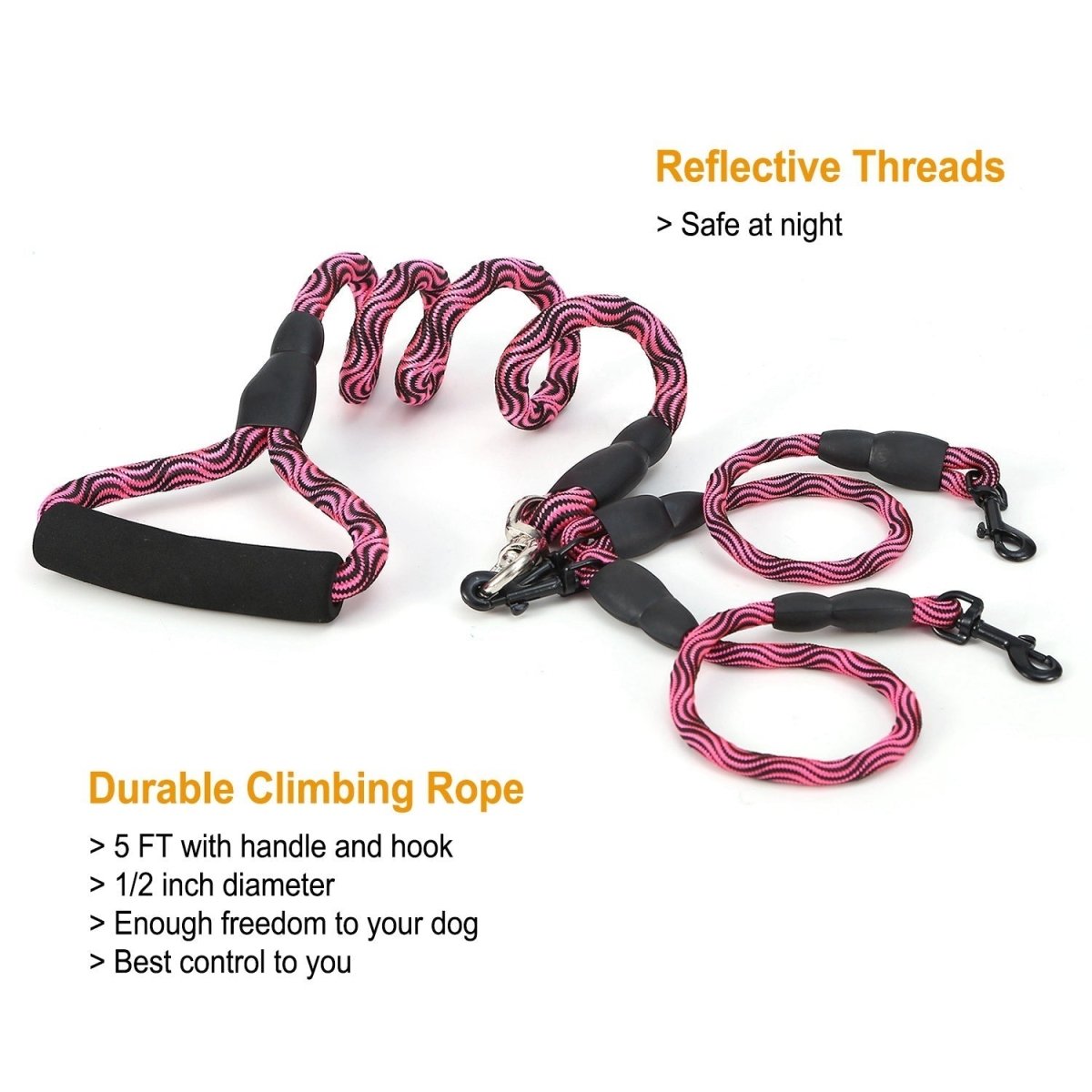 Double Dogs Leash No-Tangle Dogs Lead Reflective Dogs Walking Leash - Taplike