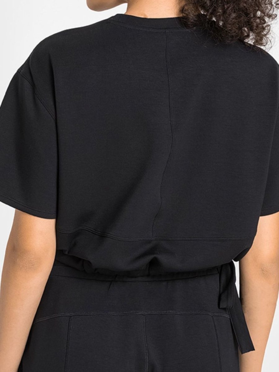 Drawstring Hem Short Sleeve Sports T-Shirt - TapLike