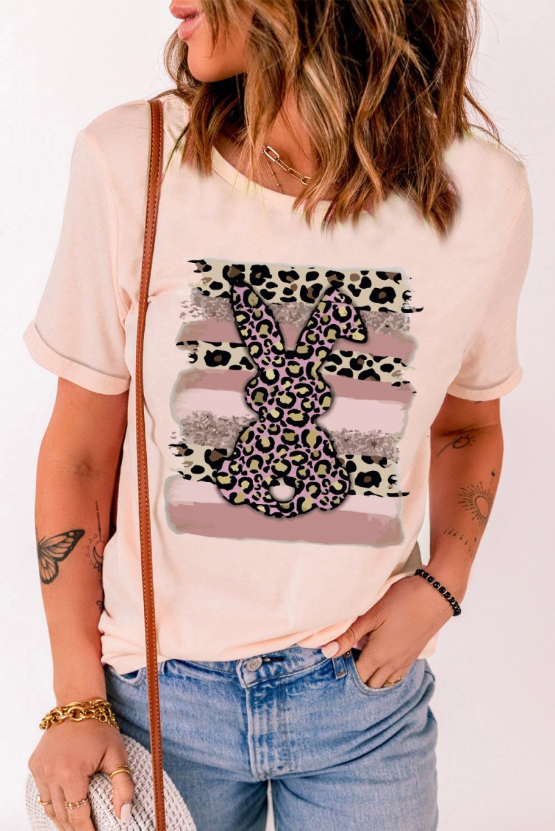 Easter Leopard Bunny Graphic T-Shirt - TapLike