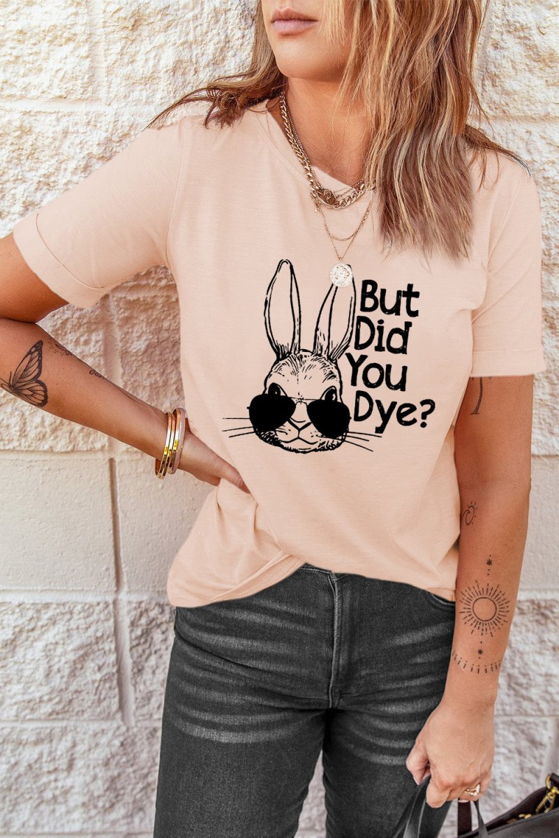 Easter Rabbit Graphic Round Neck Tee Shirt - TapLike