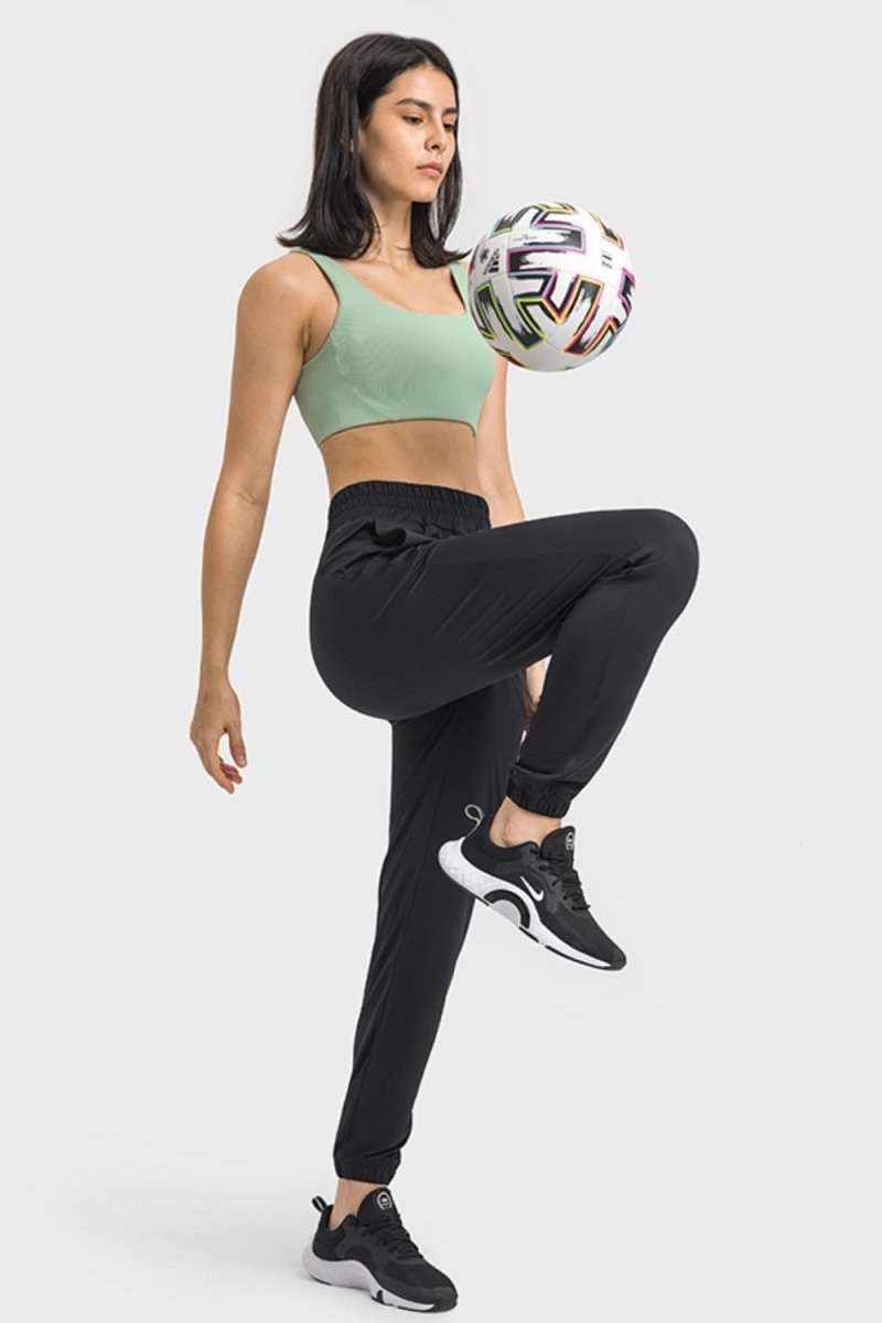 Elastic Waist Yoga Joggers with Pockets | 10010048145 - TapLike