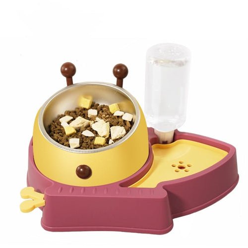 Elevated Tilted Food and Water Bowl Set, Raised Bowl with Automatic - Taplike