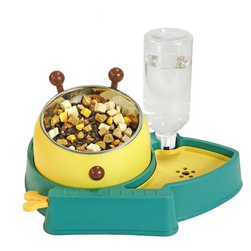 Elevated Tilted Food and Water Bowl Set, Raised Bowl with Automatic - Taplike